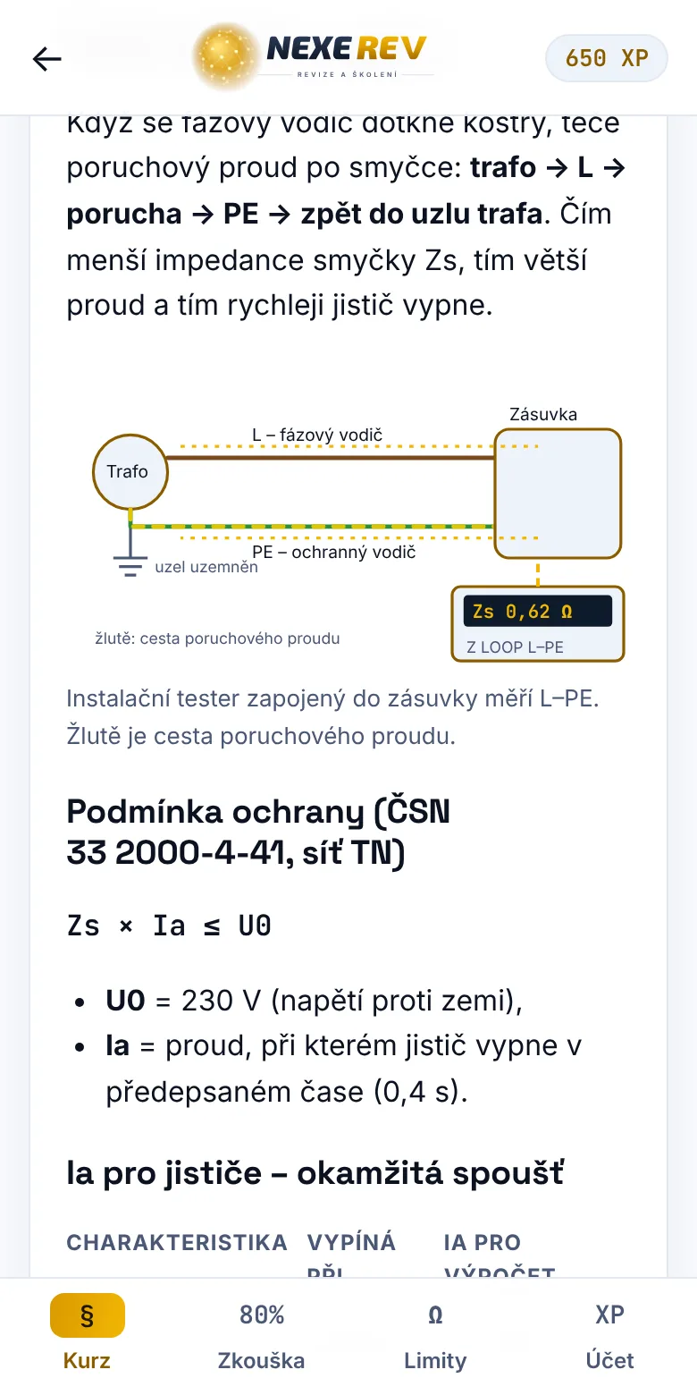 Lekce Měření impedance smyčky se schématem zapojení instalačního testeru do zásuvky